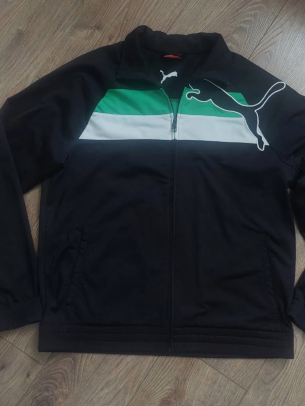 Puma Track Jacket Zip Up Y2k Green Black White M MEN UNISEX HIPHOP